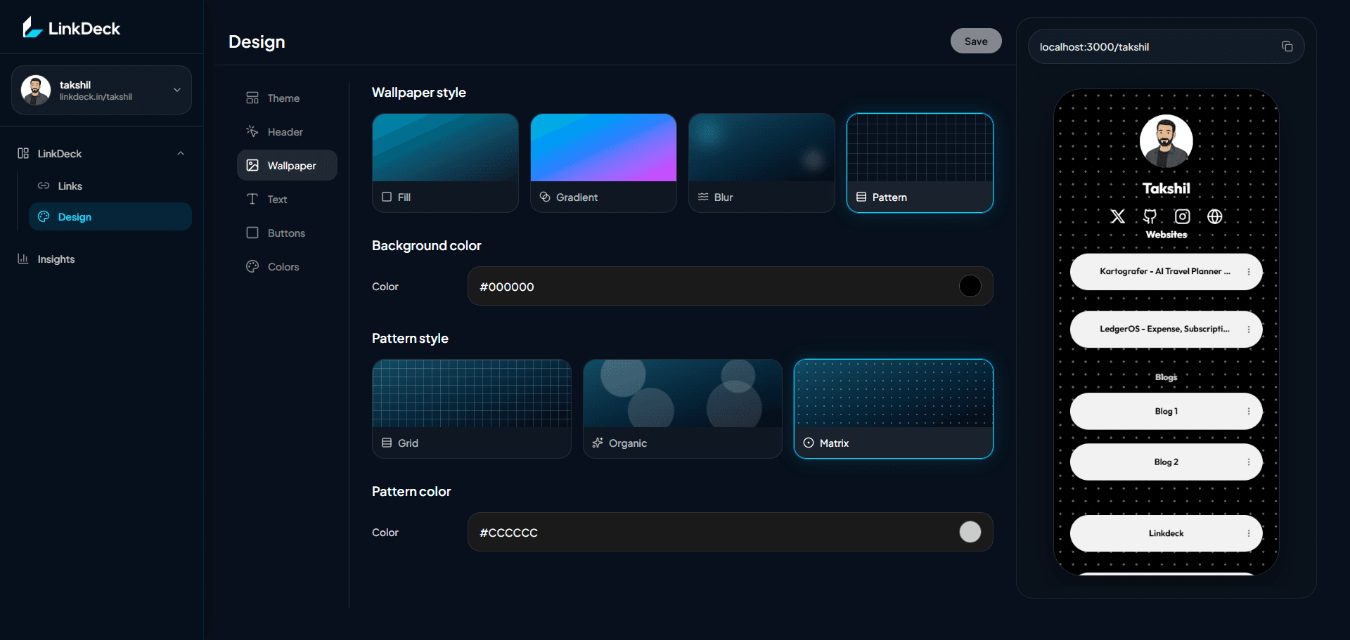 LinkDeck - Profile design